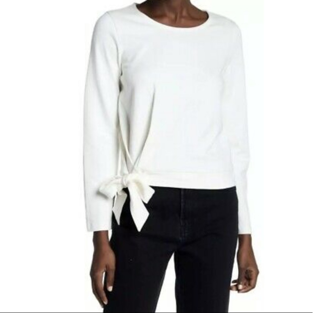 Madewell side tie top bright ivory long sleeve